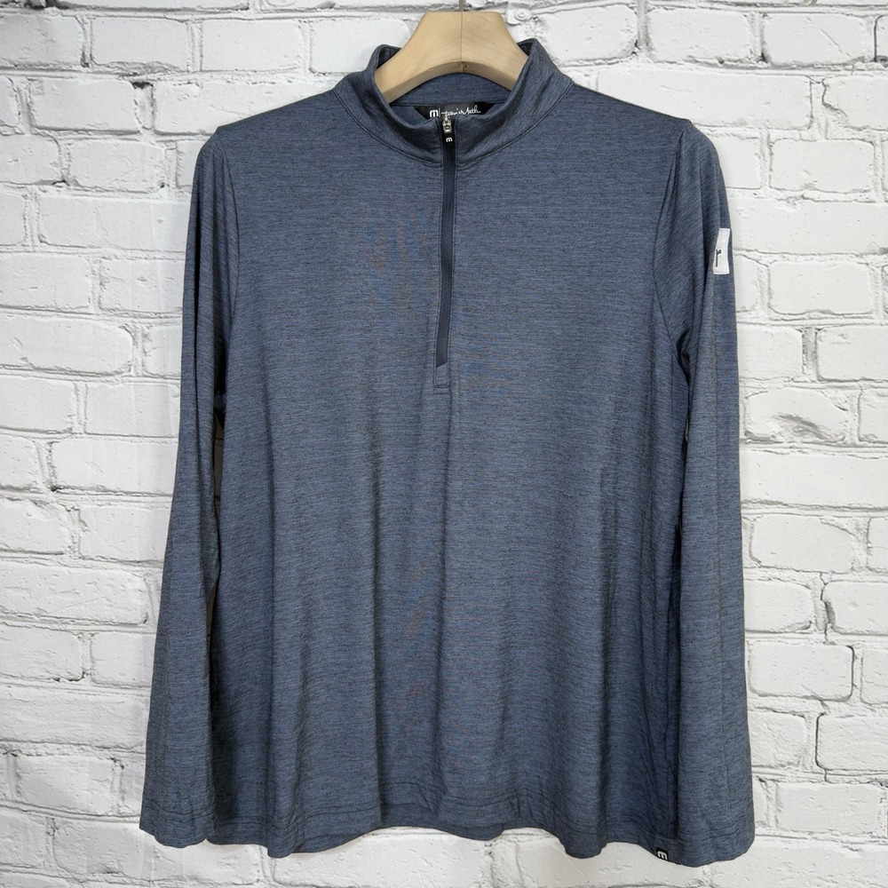 Travis Mathew Women XXL Crestview 1/4 Zip Pullover Golf Vintage Indigo‎ Heather